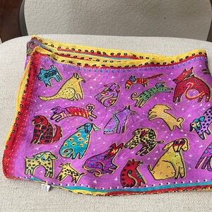 Laurel Burch dog Print Scarf in purple